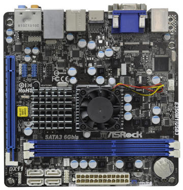 ASRock E350M1/USB3 AMD E-350(1.6GHz/2コア/TDP18W)/A50M/6Gbps SATA/USB3.0/Mini-ITX