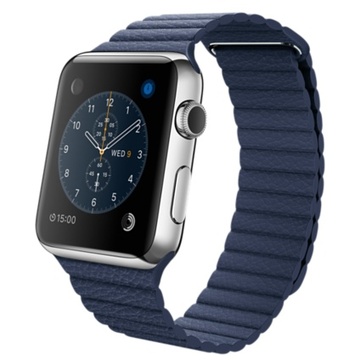 Apple Apple Watch 42mm ステンレススチール/ブライトブルーレザーループ