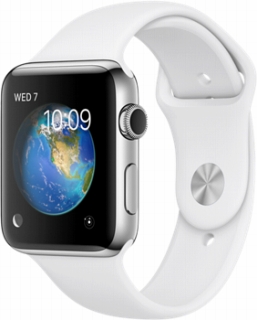 Apple Apple Watch Series2 42mmステンレススチール/ホワイトスポーツバンド MNTX2J/A