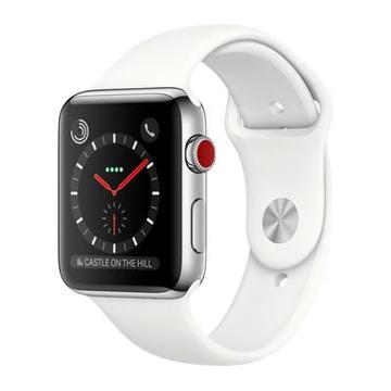 Apple Apple Watch Series3 42mm Cellular シルバーステンレススチール/ホワイトスポーツバンド MQLY2J/A