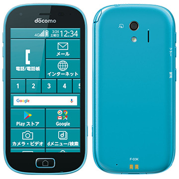Fujitsu docomo 【SIMロックあり】 らくらくスマートフォン me F-03K ブルー