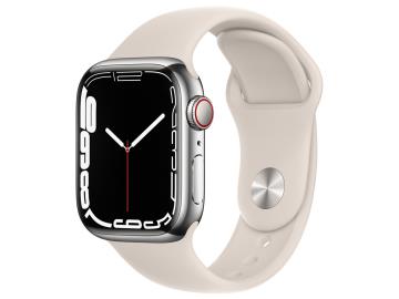 Apple Watch Series7 41mm Cellular シルバーステンレス/スポーツバンド スターライト MKHW3J/A