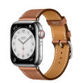 Apple Apple Watch HERMES Series7 41mm Cellular シルバーステンレス/シンプルトゥールレザーストラップ ゴールド